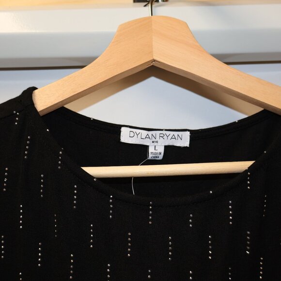 Dylan Ryan Black Sleeveless Top With Subtle Metallic Dotted Pattern - Size L - Picture 2 of 14